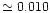 $\simeq0.010$