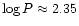 $\log P \approx 2.35$