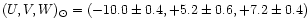 $(U,V,W)_{\odot}=(-10.0 \pm 0.4, +5.2 \pm 0.6, +7.2 \pm 0.4)$
