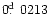 $0\hbox{$.\!\!^{\rm d}$ }0213$