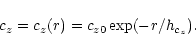 \begin{displaymath}c_z = c_z(r) = c_{z0} \exp(-r/h_{c_z}) {\mbox .}
\end{displaymath}
