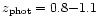 $z_{\rm phot} = 0.8 {-} 1.1$