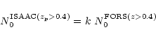 \begin{displaymath}N_0^{{\rm ISAAC}(z_{\rm p}>0.4)} = k\ N_0^{{\rm FORS}(z>0.4)}
\end{displaymath}