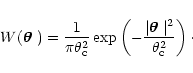 \begin{displaymath}W({{\textfont1=\bolditalics \hbox{$\bf\theta$ }}})={1\over \p...
...hbox{$\bf\theta$ }}}\vert^2\over \theta_{\rm c}^2}\right)\cdot
\end{displaymath}