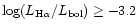 $\log (L_{\rm H\alpha}/L_{\rm bol})\ge-3.2$