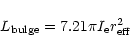 \begin{displaymath}%
L_{\rm bulge}=7.21\pi I_{\rm e} r_{\rm eff}^2
\end{displaymath}