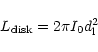 \begin{displaymath}%
L_{\rm disk}=2\pi I_0 d_{\rm l}^2
\end{displaymath}