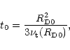 \begin{displaymath}
t_0 = { \frac{ R_{\rm D0}^2}{3 \nu_{\rm t}(R_{\rm D0}) }},
\end{displaymath}