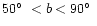 $50\hbox{$^\circ$ }< b < 90\hbox{$^\circ$ }$
