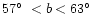 $57\hbox{$^\circ$ }< b < 63\hbox{$^\circ$ }$