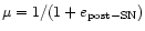 $\mu=1/(1+e_{\rm post-SN})$