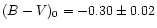 $(B-V)_0=-0.30\pm0.02$