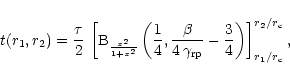 \begin{displaymath}t(r_1,r_2) = \frac{\tau}{2}\, \left[{\rm B}_{\frac{x^2}{1+x^2...
...}-\frac{3}{4} \right)
\right]_{r_1/r_{\rm c}}^{r_2/r_{\rm c}},
\end{displaymath}