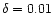 $\delta = 0.01$