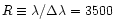 $ R \equiv \lambda / \Delta \lambda = 3500$