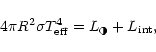 \begin{displaymath}4\pi R^2\sigma T_{\rm eff}^4 = L_{\tiny\RIGHTcircle}+L_{\rm int},
\end{displaymath}