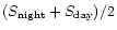$(S_{\rm
night}+S_{\rm day})/2$
