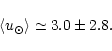 \begin{displaymath}\left< u_{\odot} \right> \simeq 3.0 \pm 2.8.
\end{displaymath}
