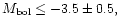 $M_{\rm {bol}} \le -3.5 \pm 0.5,$