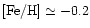 $\rm [Fe/H]\simeq-0.2$