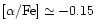 $\rm [\alpha/Fe]\simeq-0.15$
