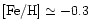 $\rm
[Fe/H]\simeq-0.3$