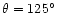 $\theta =
125\hbox{$^\circ$ }$