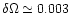 $\delta\Omega \simeq 0.003$