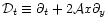 ${\cal D}_t\equiv {\partial}_t+ 2{\cal A}x{\partial}_y$