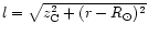 $l=\sqrt{z_{\rm C}^2+(r-R_{\odot})^2}$
