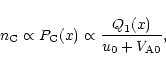 \begin{displaymath}n_{\rm C} \propto P_{\rm C}(x) \propto {Q_1(x) \over u_0 + V_{{\rm A} 0}} ,
\end{displaymath}