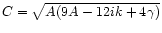 $C=\sqrt{A(9A-12 ik + 4 \gamma)}$