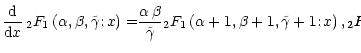 $\displaystyle {{{\rm d} \over {\rm d}x}\,{}_{2}F_{1}\left(\alpha, \beta, \tilde...
...lefteqn{{}_{2}F_{1}\left(2-\alpha, 2-\beta, 3-\tilde\gamma; \frac{1}{2}\right)}$