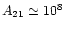 $A_{21}
\simeq10^{8}$