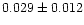 $0.029\pm0.012$