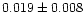 $0.019\pm0.008$