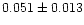 $0.051\pm0.013$