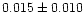 $0.015\pm0.010$