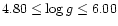 $ 4.80 \le \log g \le 6.00$