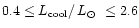 $0.4
\le L_{\rm cool}/\mbox{\,$L_{\odot}$ }\le 2.6$