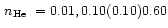 $\mbox{\,$n_{\rm He}$ }= 0.01, 0.10 (0.10) 0.60$