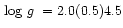 $\mbox{\,log $g$ }=2.0 (0.5) 4.5$