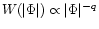 $W(\vert\Phi\vert)\propto\vert\Phi\vert^{-q}$