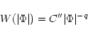 \begin{displaymath}W(\vert\Phi\vert) = C^{\prime\prime}\vert\Phi\vert^{-q}\,
\end{displaymath}
