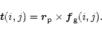 \begin{displaymath}\vec{t}(i,j)= \vec{r}_{\rm p} \times \vec{f}_{\rm g}(i,j).
\end{displaymath}