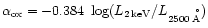 $\alpha_{\rm ox} = -0.384~\log (L_{\rm 2\,keV} / L_{2500\,{\rm\AA}})$
