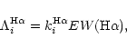 \begin{displaymath}
\Lambda_i^{{\rm H}\alpha} = k_i^{{\rm H}\alpha} EW({\rm H}\alpha),
\end{displaymath}