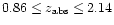 $0.86\leq z_{\rm abs}\leq 2.14$