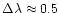 $\Delta\lambda \approx 0.5$