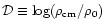 ${\cal D}\equiv\log(\rho_{\rm cm}/\rho_0)$